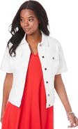 Roaman's Plus Size Short Sleeve Stretch Denim Jacket