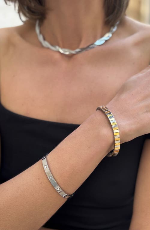 Adornia Two-tone Stretch Bracelet In Silver