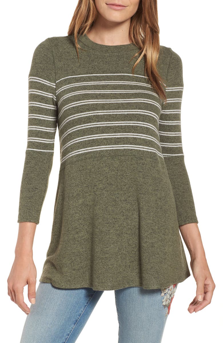 Caslon<sup>®</sup> Stripe Panel Sweater, Main, color, 