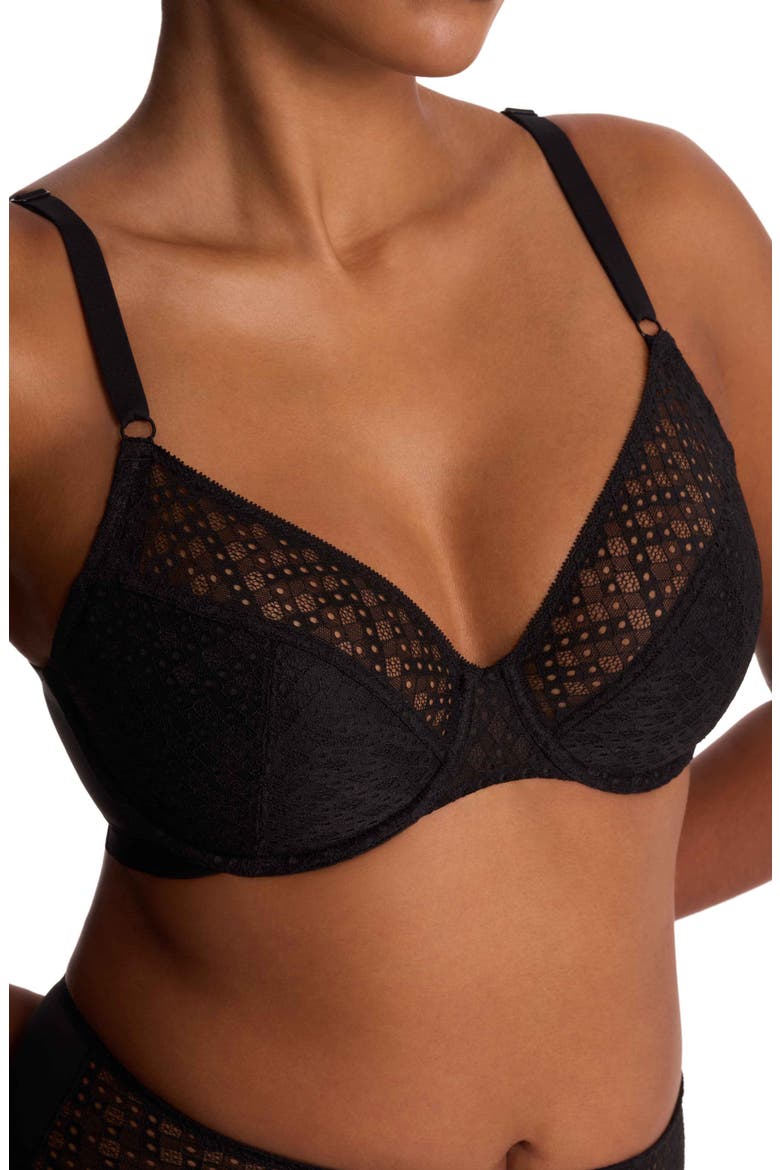 Harmony Smooth Back Lace T-Shirt Bra, Alternate, color, BLACK
