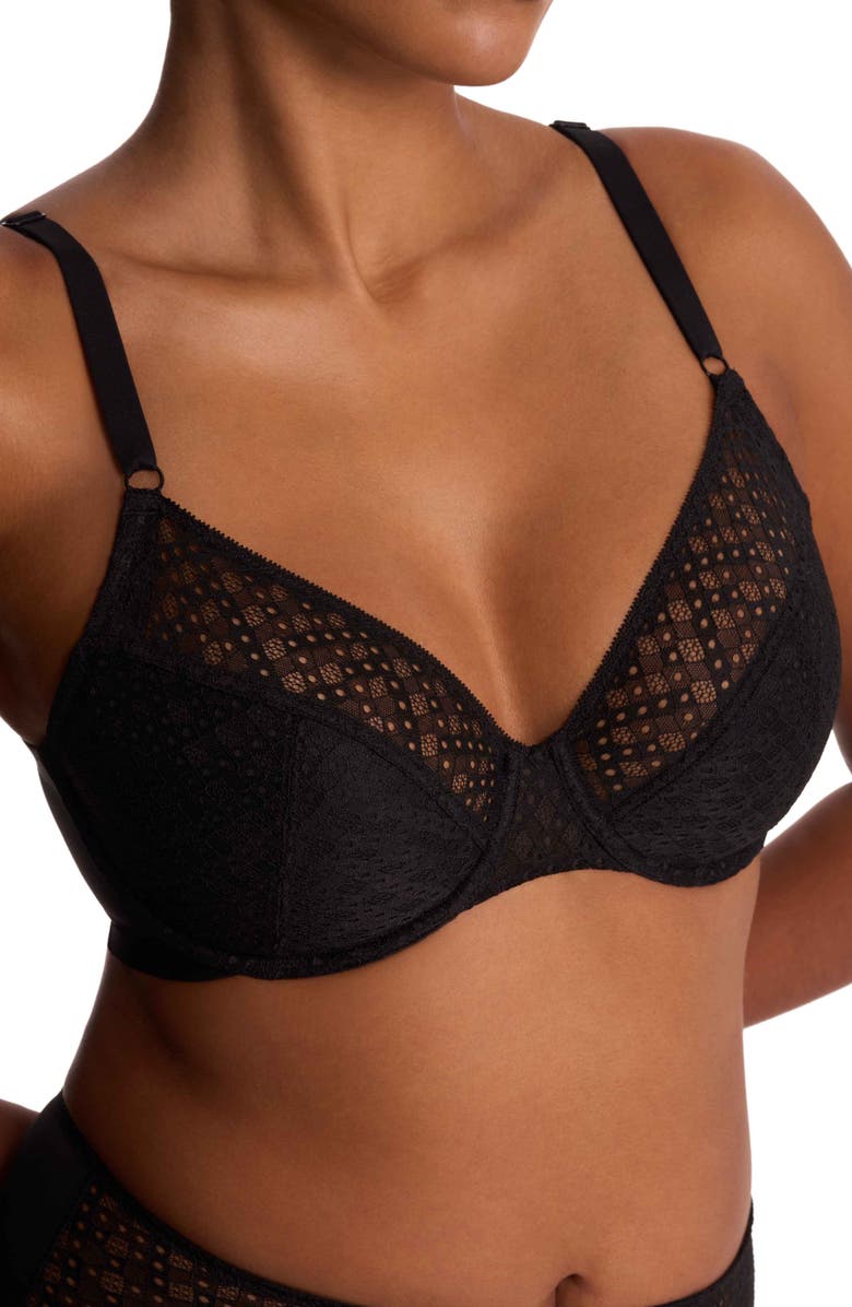 Natori Harmony Smooth Back Lace T-Shirt Bra, Alternate, color, Black