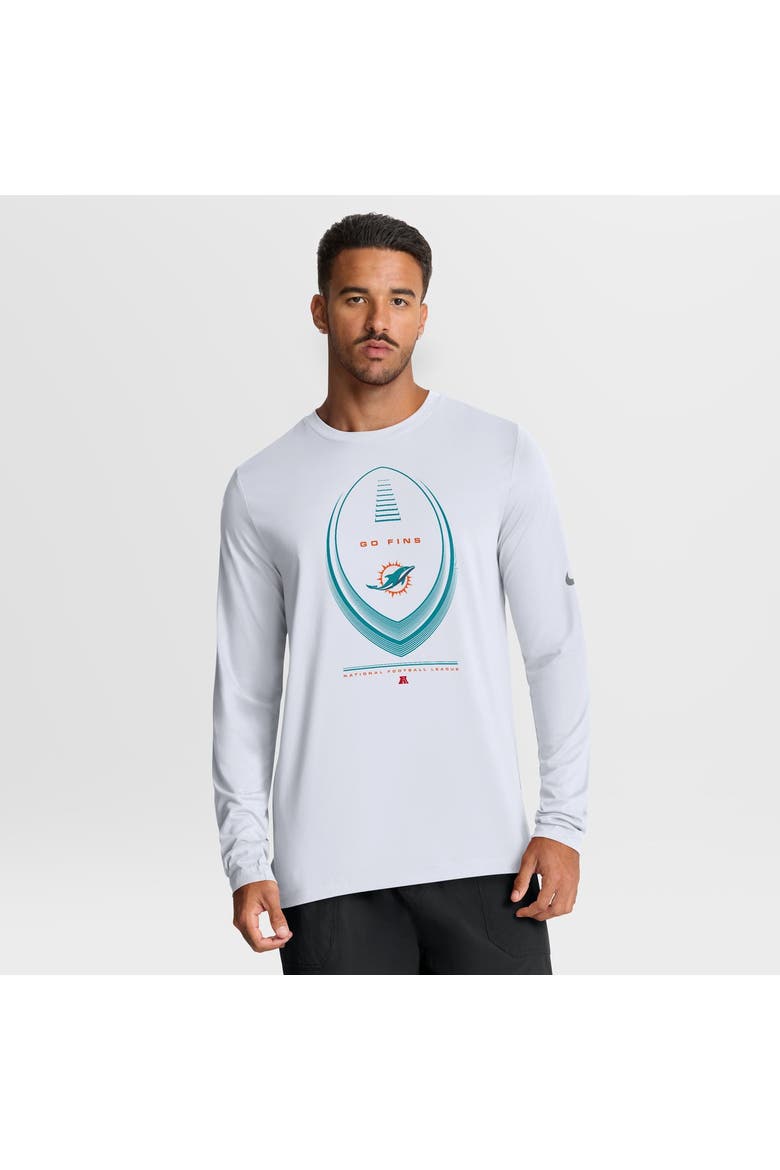 Men's Nike White Miami Dolphins Legend Icon Dri-FIT Long Sleeve T-Shirt, Main, color, White