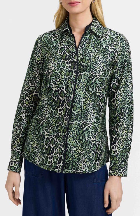 Marlee Leopard Print Cotton Button-Up Shirt