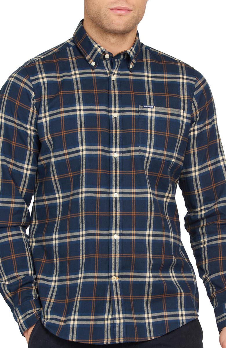 Barbour Crossfell Tailored Fit Plaid Button-Down Shirt, Main, color, 