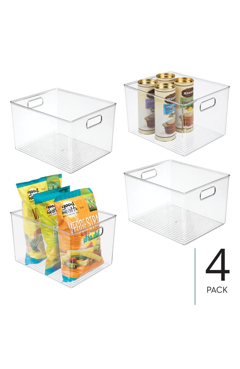iDesign Storage Bins with Handles - Organize Kitchen, Bathroom, or Home Office - Set of 4 - Clear, Alternate, color,
