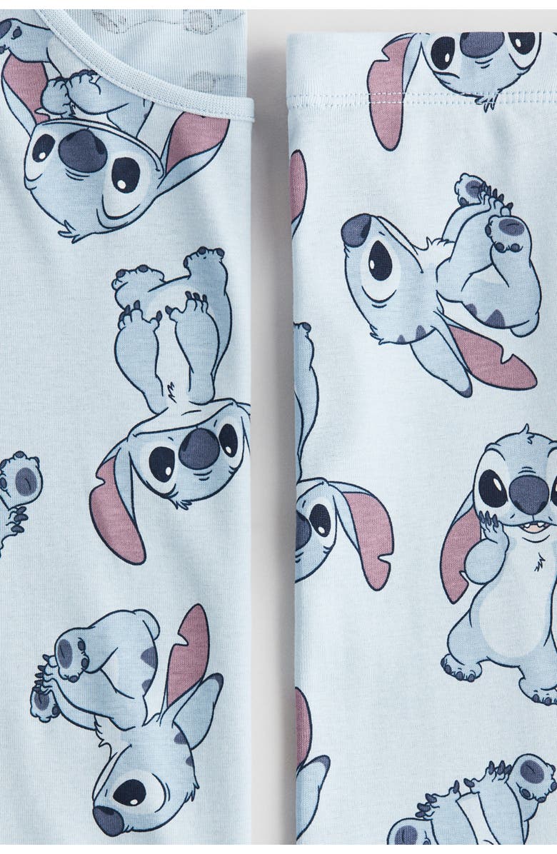 H&M Printed Cotton Pyjamas, Alternate, color, Light Blue/Lilo & Stitch