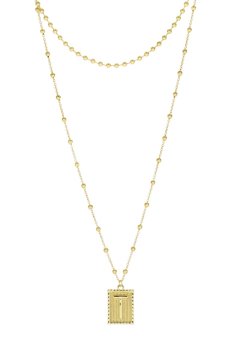 Initial B Dot Layered Pendant Necklace, Main, color, GOLD - T