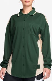 Nike Sportswear Oversize Long Sleeve Jersey Button-Up Shirt