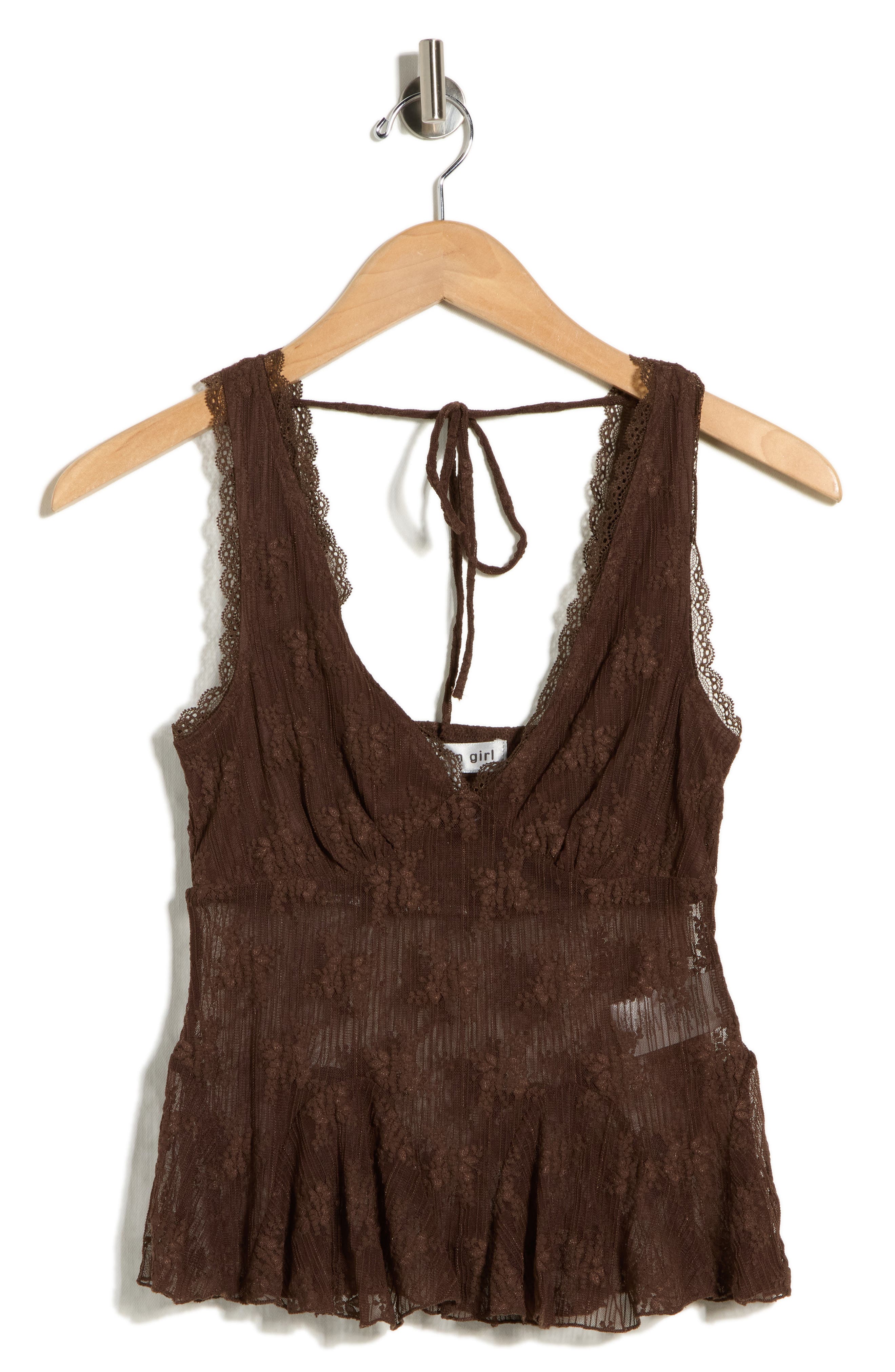 Madden Girl V-Neck Lace Trim Flare Tank
