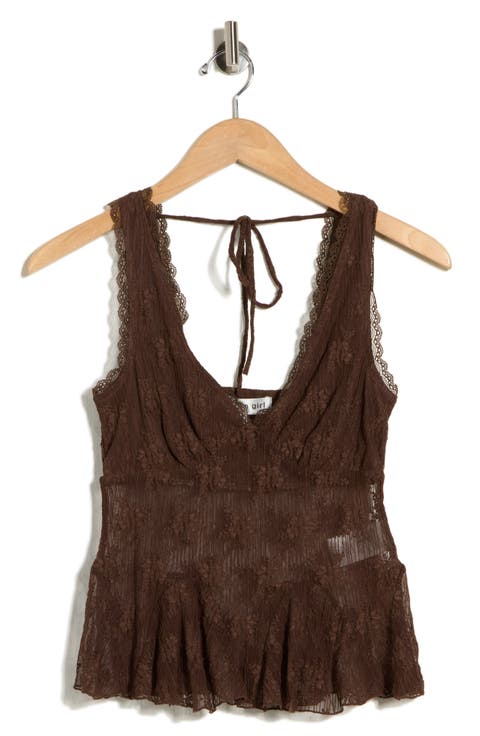 V-Neck Lace Trim Flare Tank