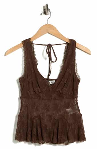Madden Girl V-Neck Lace Trim Flare Tank