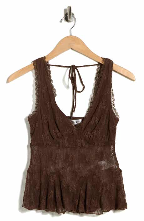 Madden Girl V-Neck Lace Trim Flare Tank