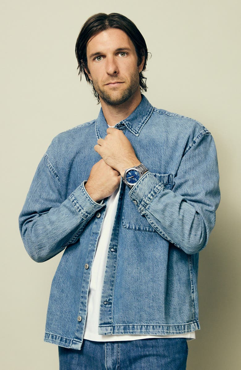 Nixon Corporal Bracelet Watch, 48mm, Alternate, color, Silver / Indigo