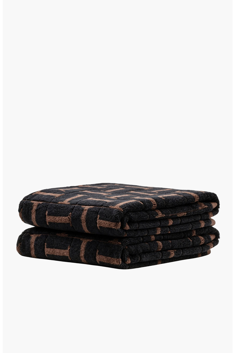 Tessera Australian Cotton Hand Towels, Alternate, color, Tobacco & Black