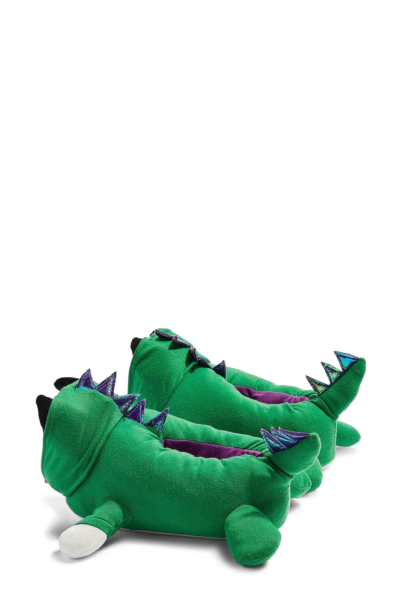 Topshop Dino Dog Slippers, Alternate, color, 
