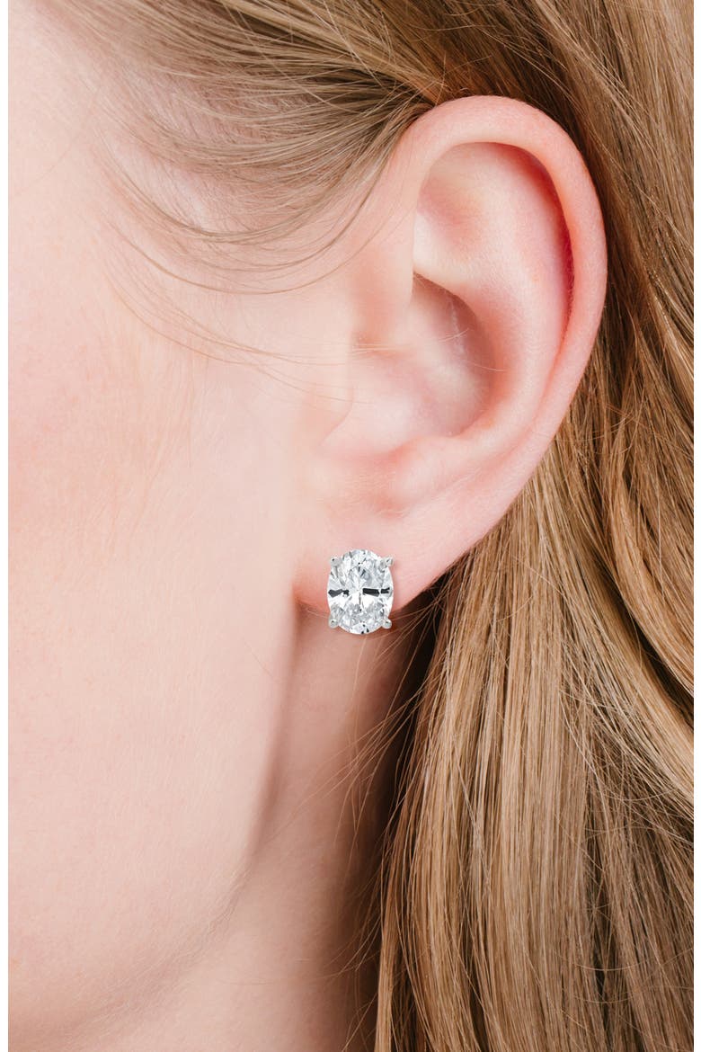 Oval Cut Cubic Zirconia Stud Earrings, Alternate, color, PURE PLATINUM/ CLEAR STONE