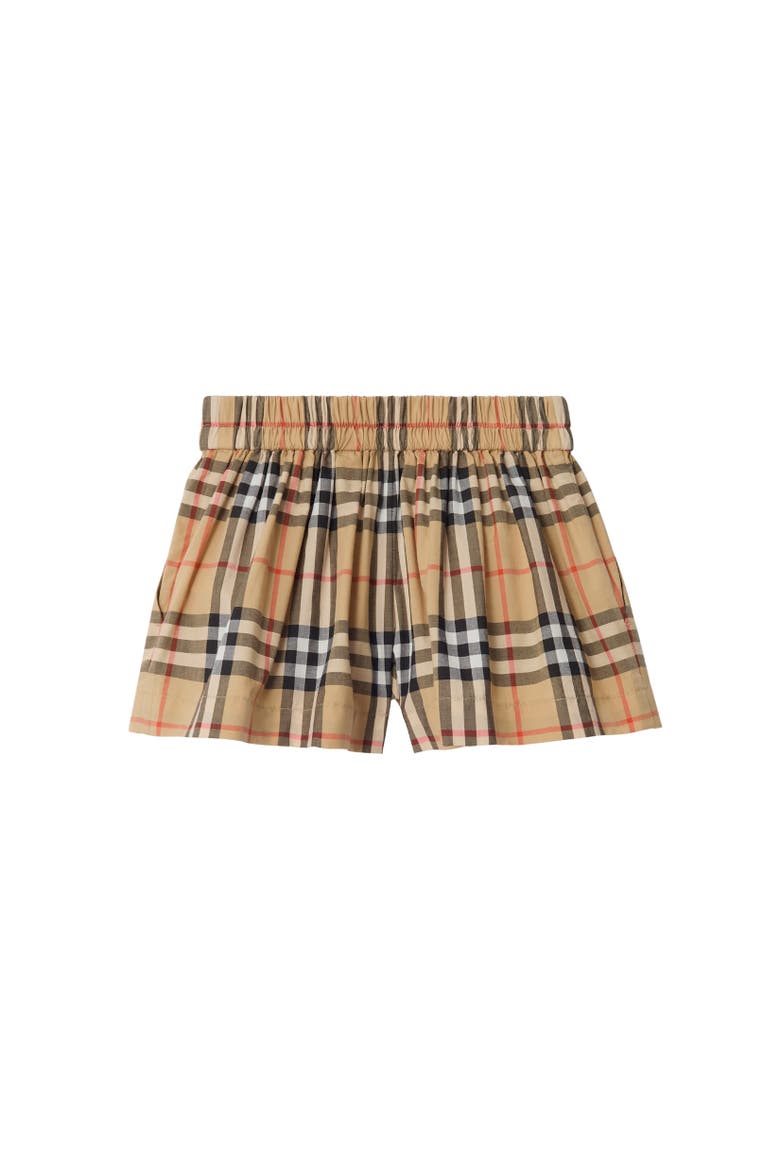 Check Cotton Shorts, Alternate, color, Sand beige