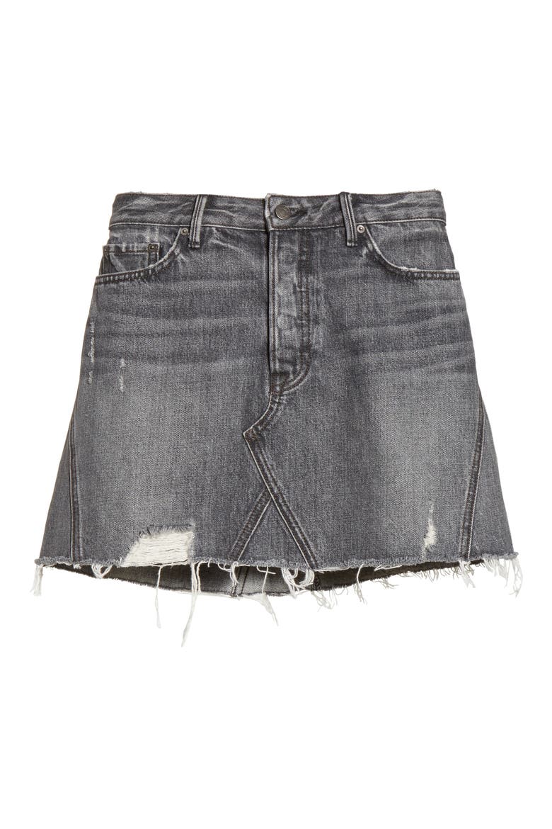Eva A-Frame Gusset Denim Skirt, Alternate, color, SILVER SPOON