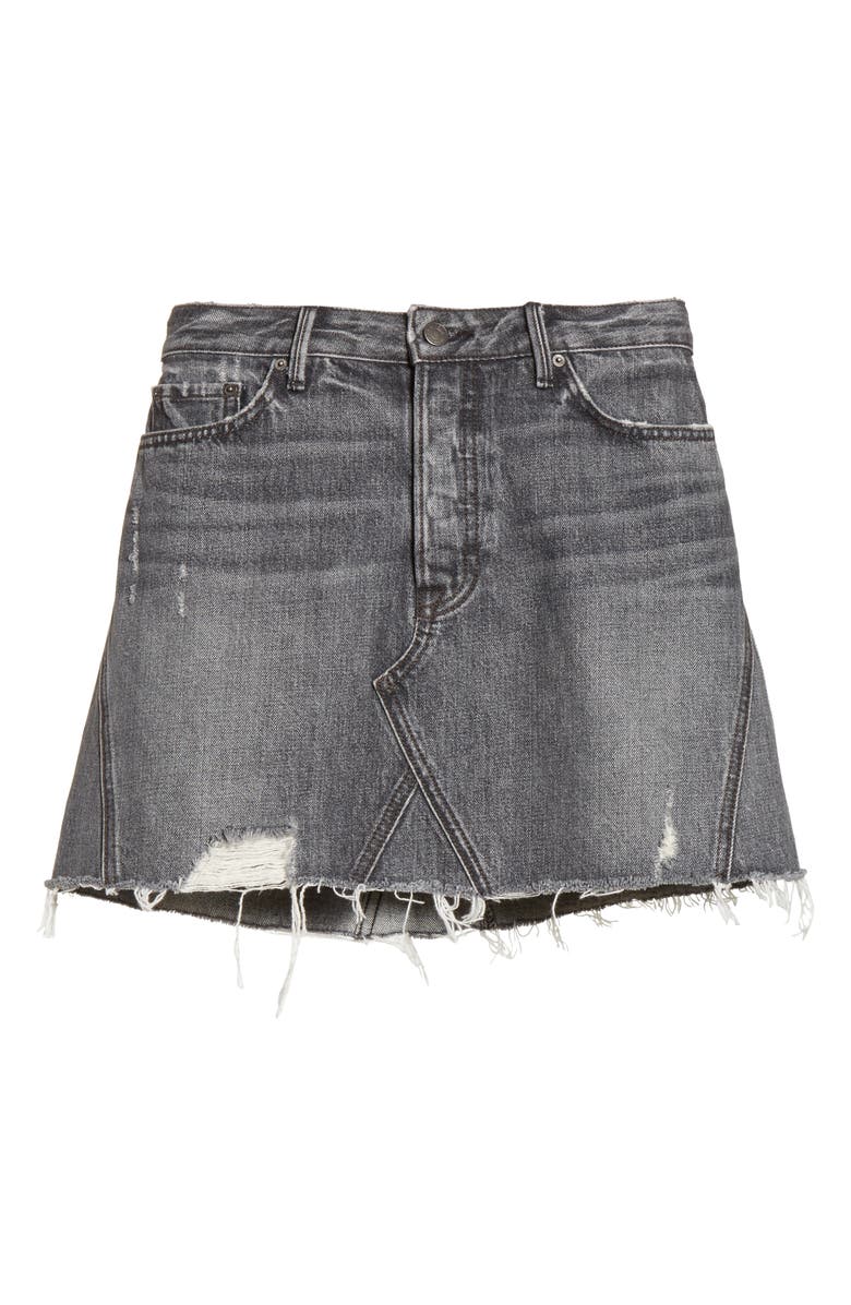 GRLFRND Eva A-Frame Gusset Denim Skirt, Alternate, color, 
