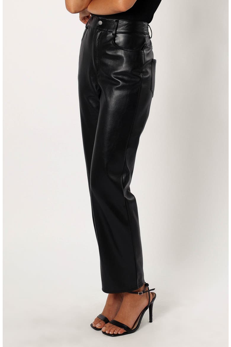 Maverick High Waist Straight Leg Faux Leather Pants, Alternate, color, BLACK