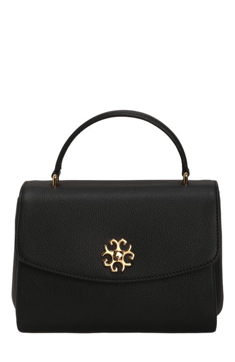 Top Handle Leather Bag with Crossbody Strap