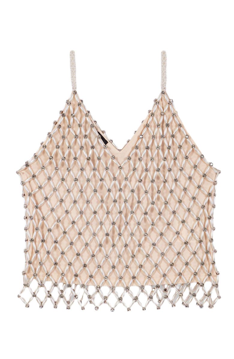 maje Beaded top with lining, Alternate, color, Ecru