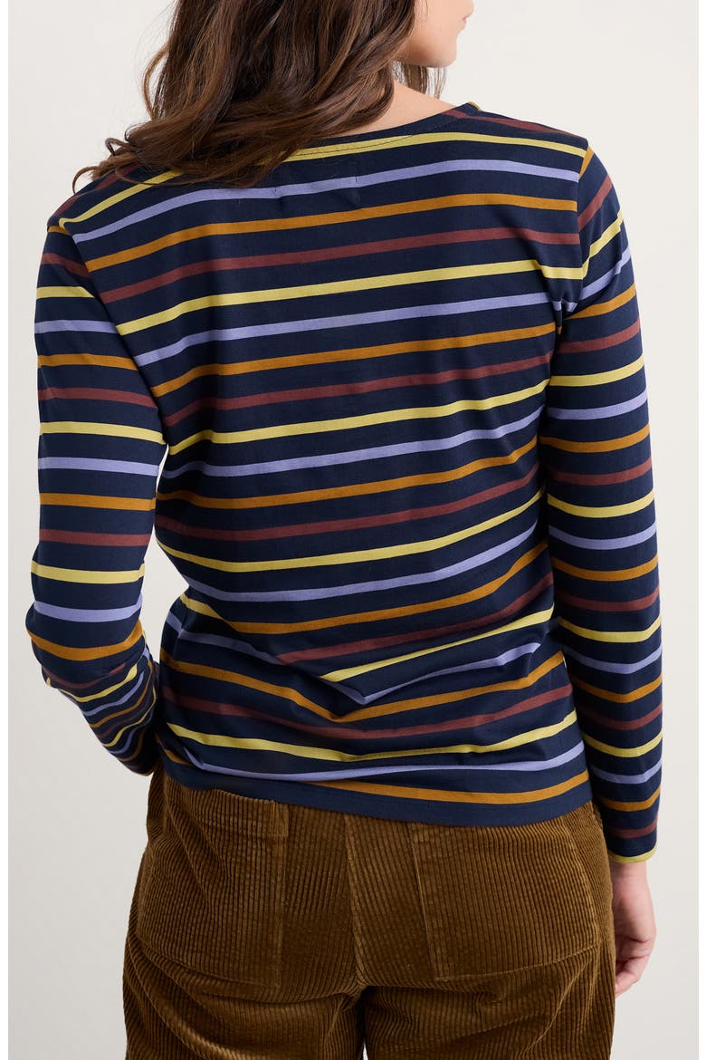 Sailor Stripe Organic Cotton Top, Alternate, color, QUAD BRETON BILBERRY