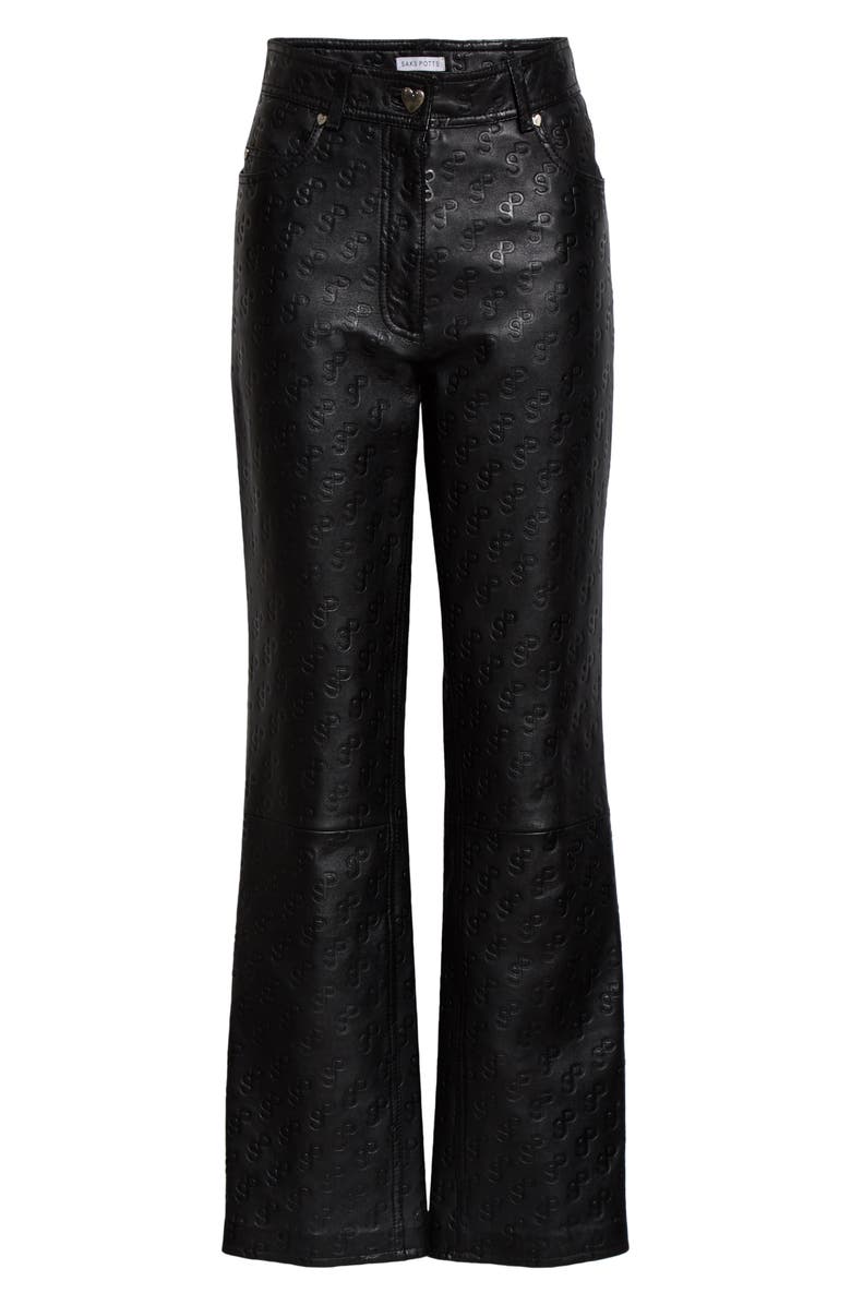 Saks Potts Rosita Monogram Leather Pants, Alternate, color, 