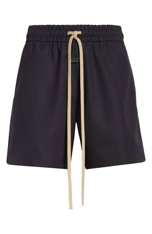 Fear Of God Straight-leg Pleated Wool And Cotton-blend Twill Drawstring Cargo Shorts In Navy