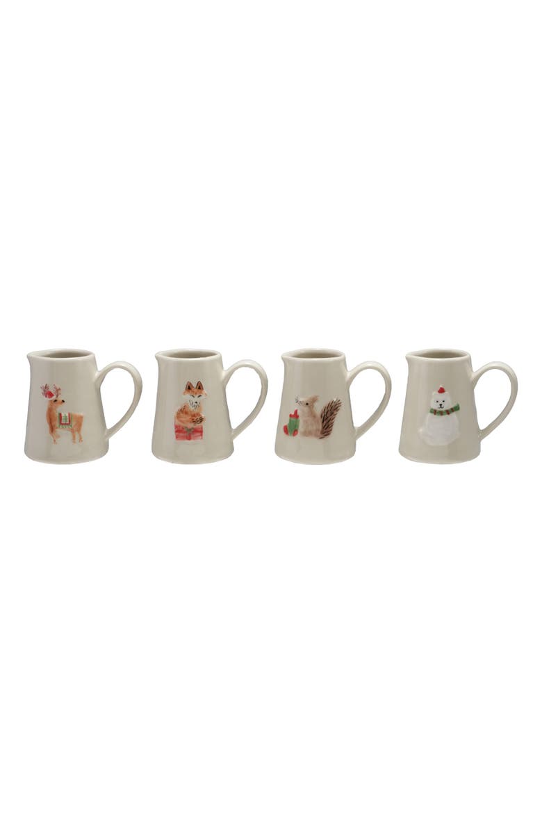 Embossed Stoneware Holiday Animal Creamer Set, Hand-Painted, Main, color, Multicolor