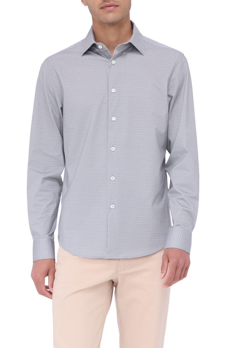 Bugatchi James OoohCotton<sup>®</sup> Geo Print Button-Up Shirt, Main, color,