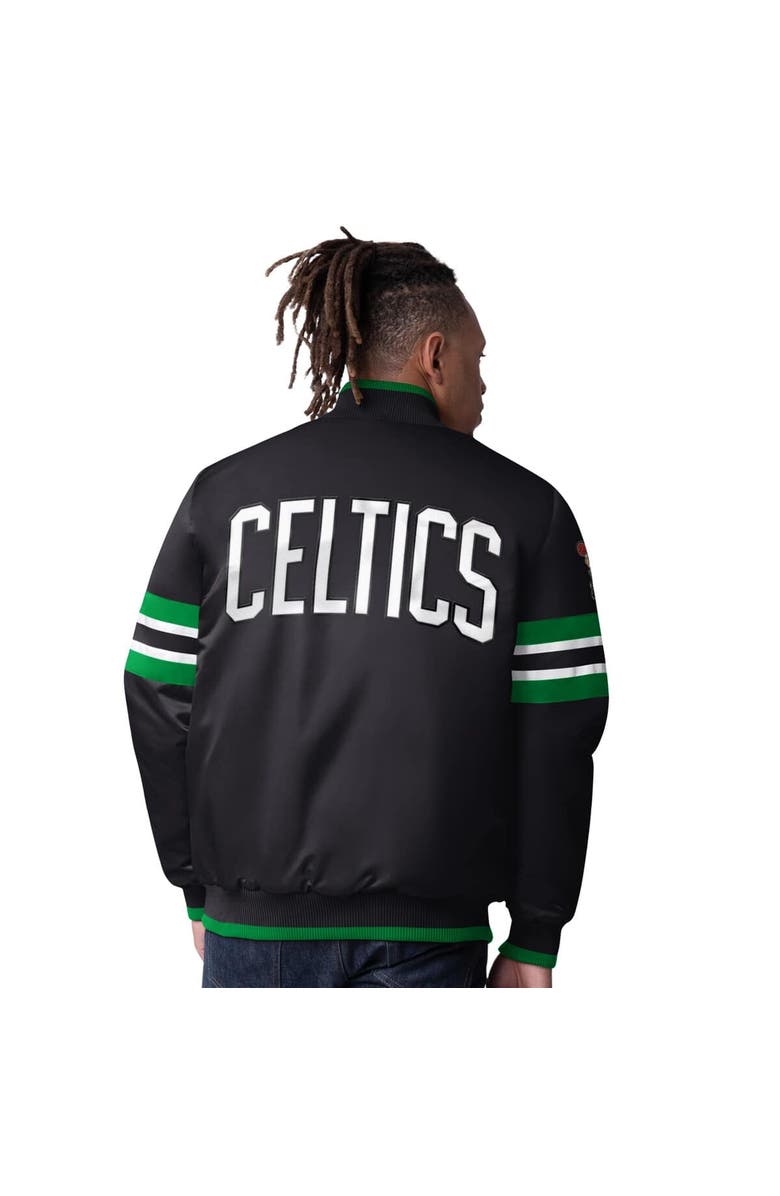 STARTER Men's Starter Black Boston Celtics Scout Varsity Satin Full-Snap Jacket, Alternate, color, 