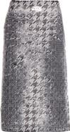 DIESEL® De-Rathian-Fsh Houndstooth & Prince of Wales Jacquard Denim Midi Skirt