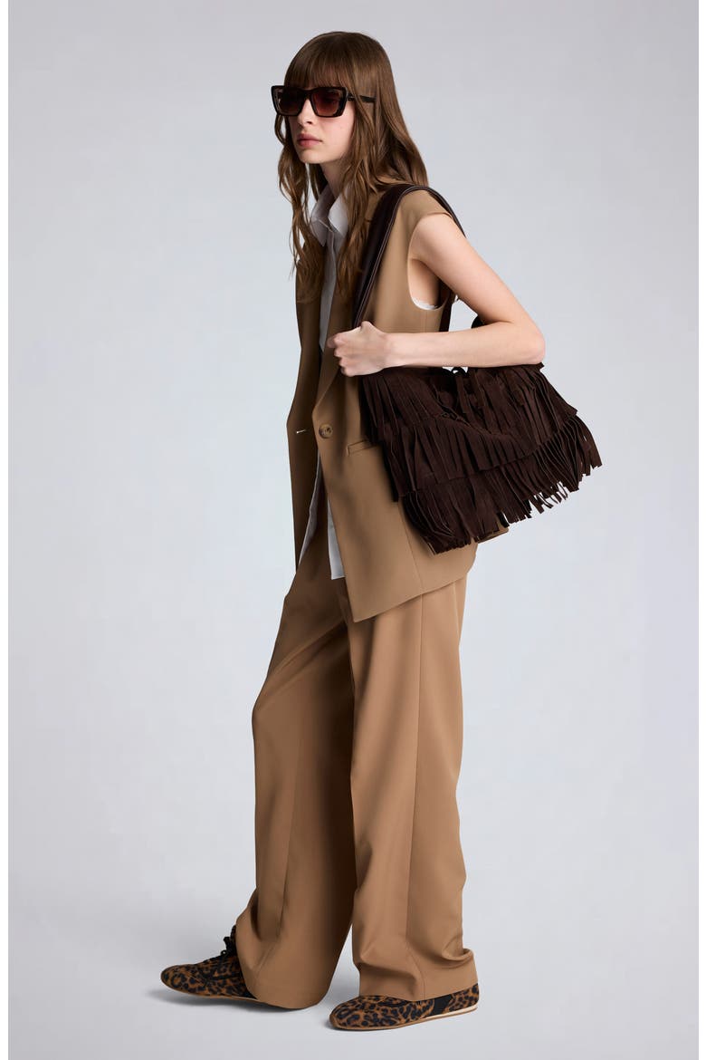 Pleated Mid Rise Wide Leg Pants, Alternate, color, MESQUITE