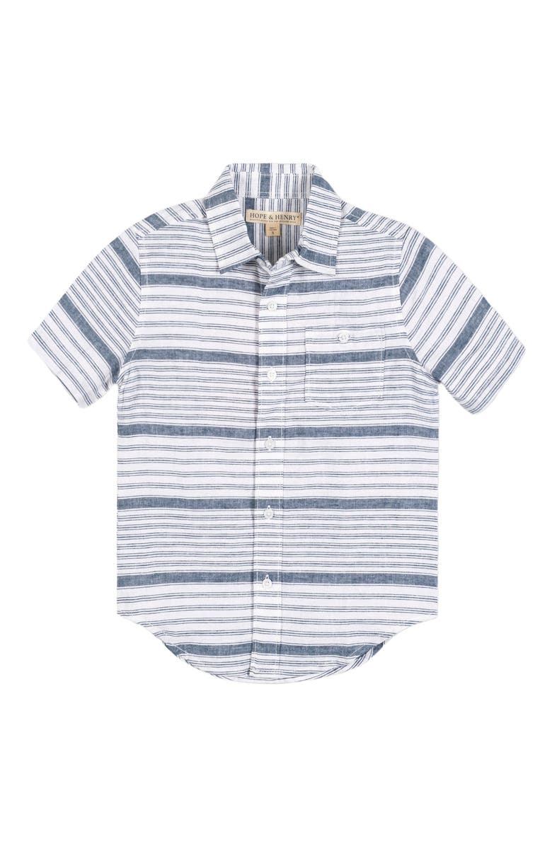 Hope & Henry Boys' Linen Short Sleeve Button Down Shirt, Kids, Alternate, color,