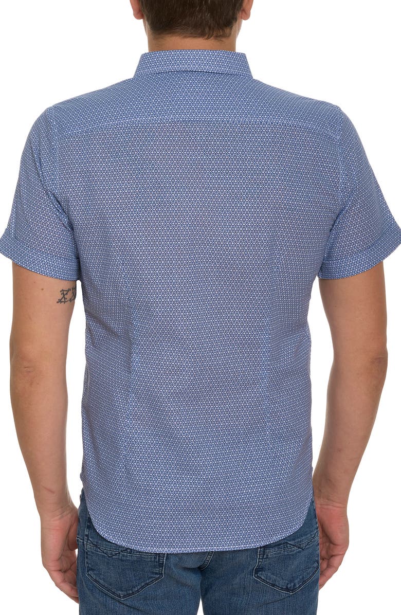 Robert Graham Farina Geo Print Short Sleeve Cotton Button-Up Shirt, Alternate, color, 