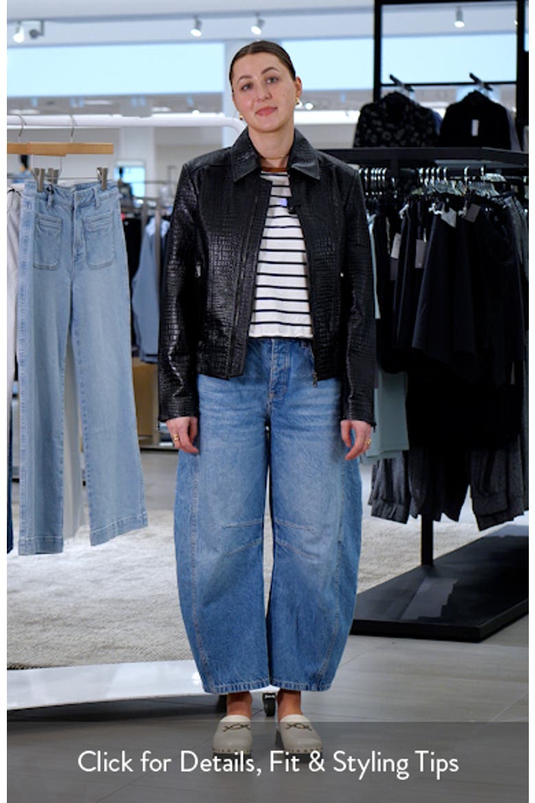 Short Croc-Embossed Leather Jacket video