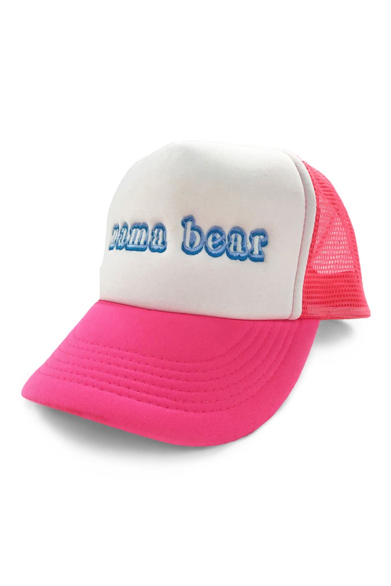 Mama Bear Trucker Hat, Main, color, HOT PINK