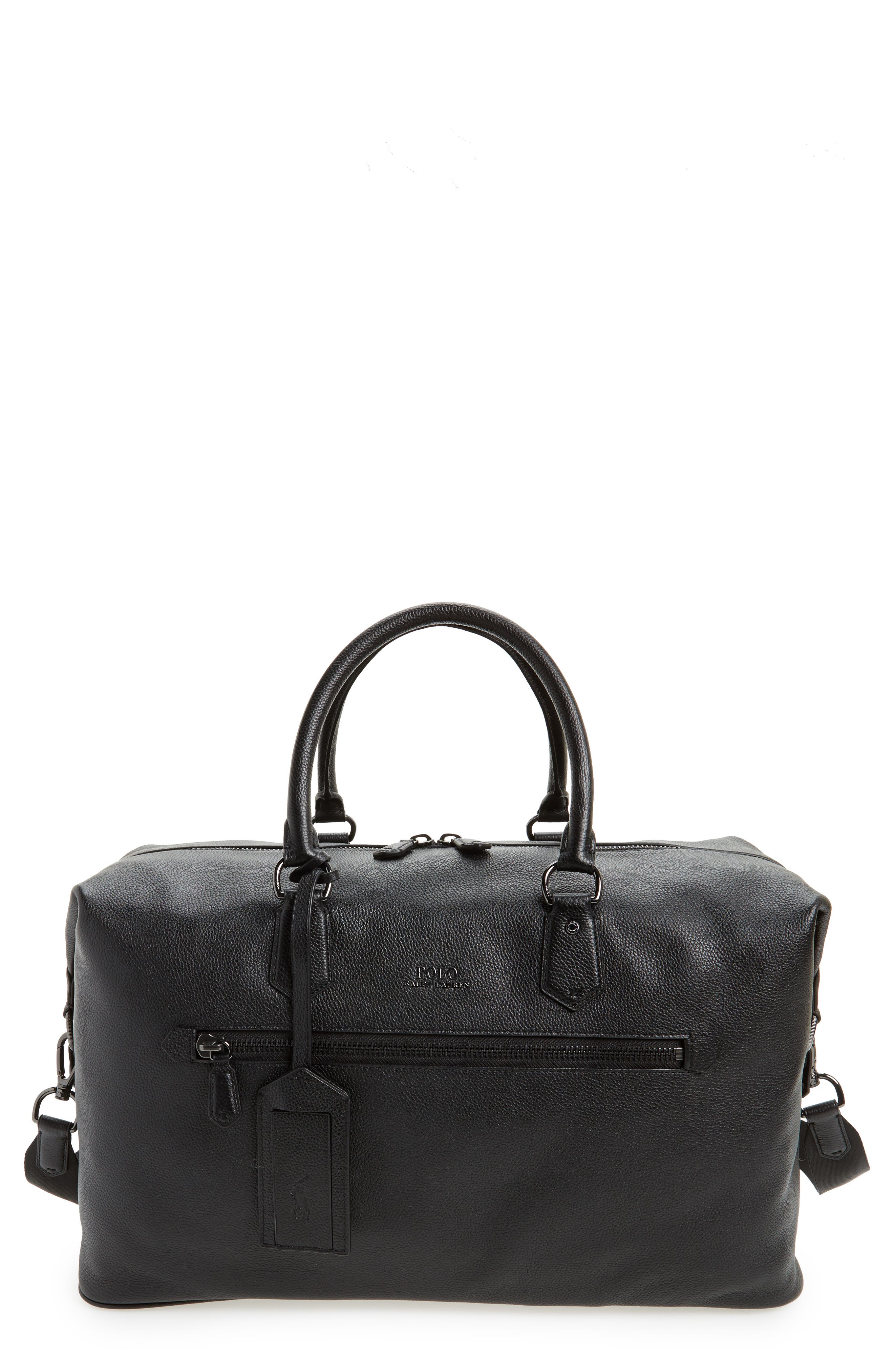 Polo Ralph Lauren Pebbled Leather Duffel Bag, Main, color, 