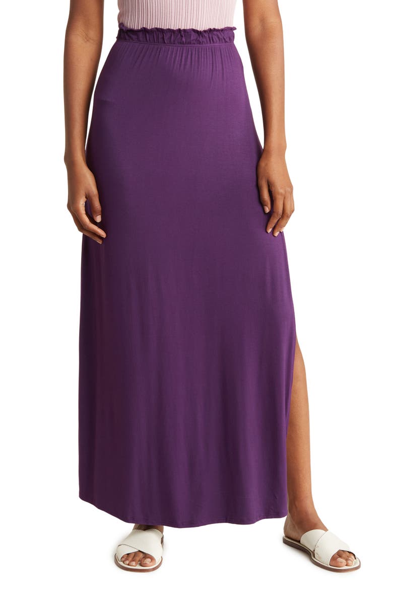 One Slit Ruffle Maxi Skirt, Main, color, RHODONITE