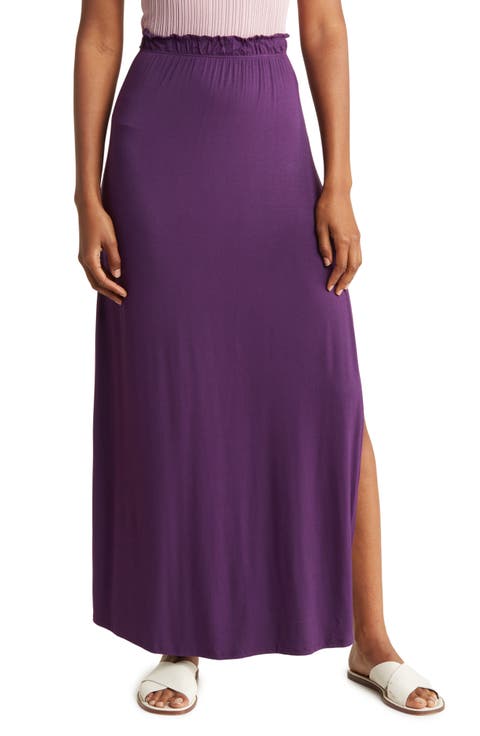 One Slit Ruffle Maxi Skirt