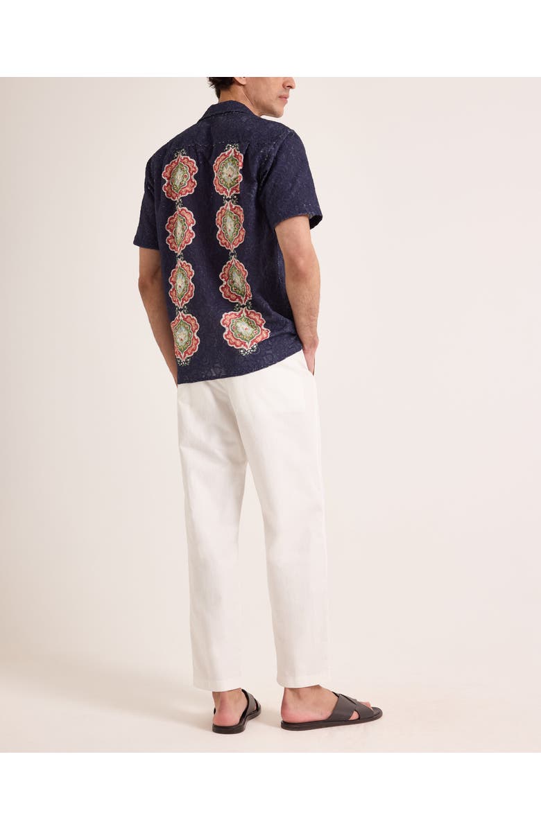Orlebar Brown Maitan Broderie Relaxed Fit Broderie Anglaise Shirt, Alternate, color, Night Iris