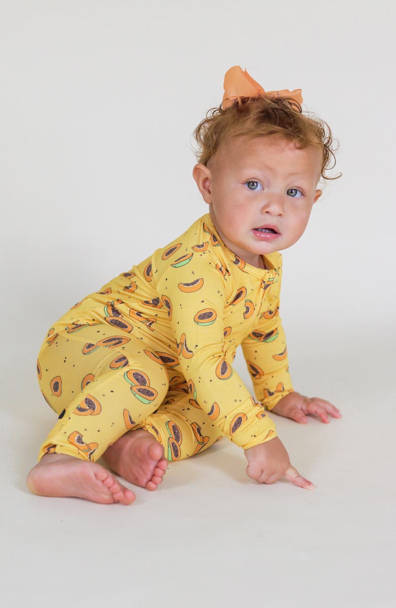 Bellabu Bear Kids' Papaya Convertible Footie Pajamas, Alternate, color, Papaya