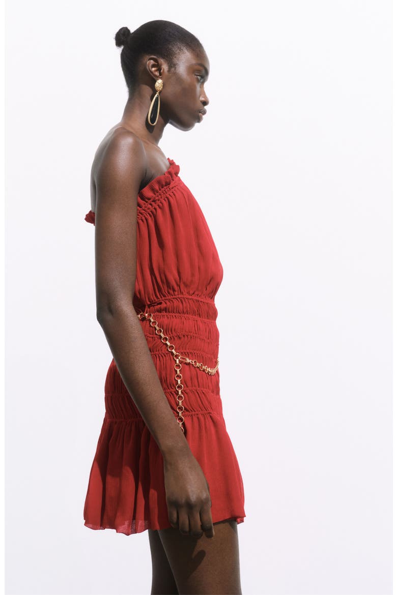 Belted Asymmetric Minidress, Alternate, color, WINE