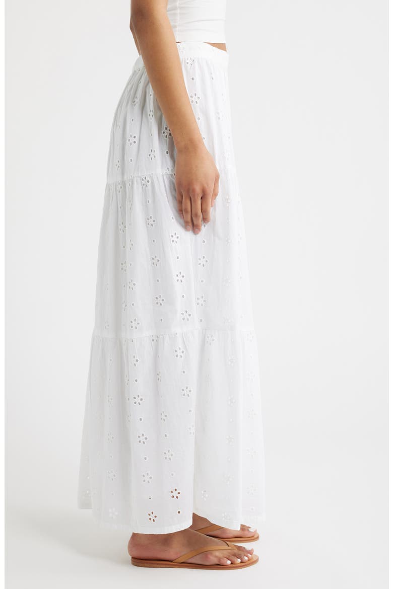Oasis Broderie Tiered Maxi Skirt, Alternate, color, WHITE