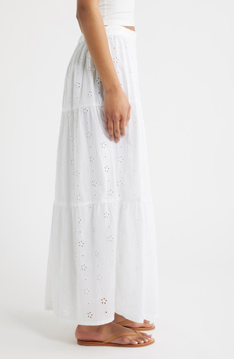 Rip Curl Oasis Broderie Tiered Maxi Skirt, Alternate, color, White