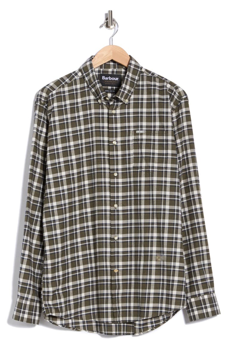 Turville Regular Fit Plaid Cotton Button-Down Shirt, Alternate, color, OLIVE