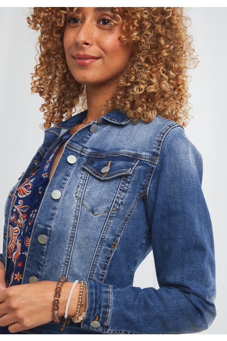 Essential Stretch Denim Jacket, Alternate, color, MEDIUM BLUE