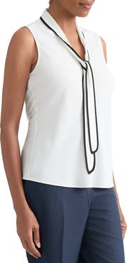 KASPER Tie Neck Sleeveless Shell