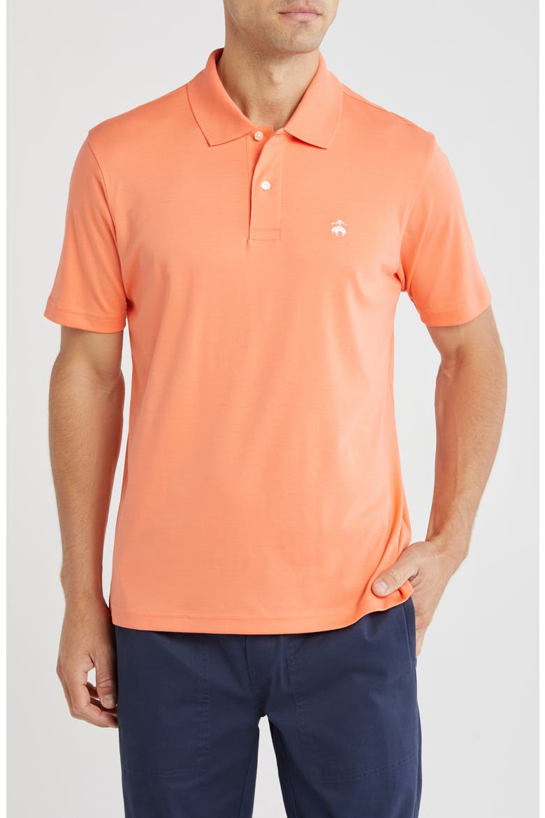 Cotton Interlock Polo, Main, color, FRESH SALMON
